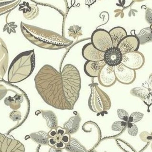 York Wallcoverings Other - York Carey Lind Vibe Sea Floral Wallpaper EB2002 Cream Brown Beige Gray Metallic